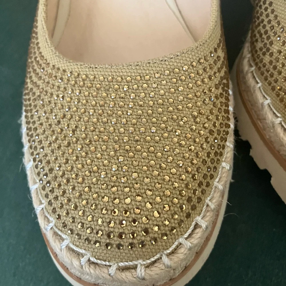 Gold / light tan Woven Espadrille Wedge Shoes EU 39 (better fits for EU38 🦶)